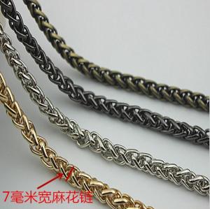 Wholesale Super quality cheaper twist flower light gold 7 mm width iron metal handbag chain from china suppliers