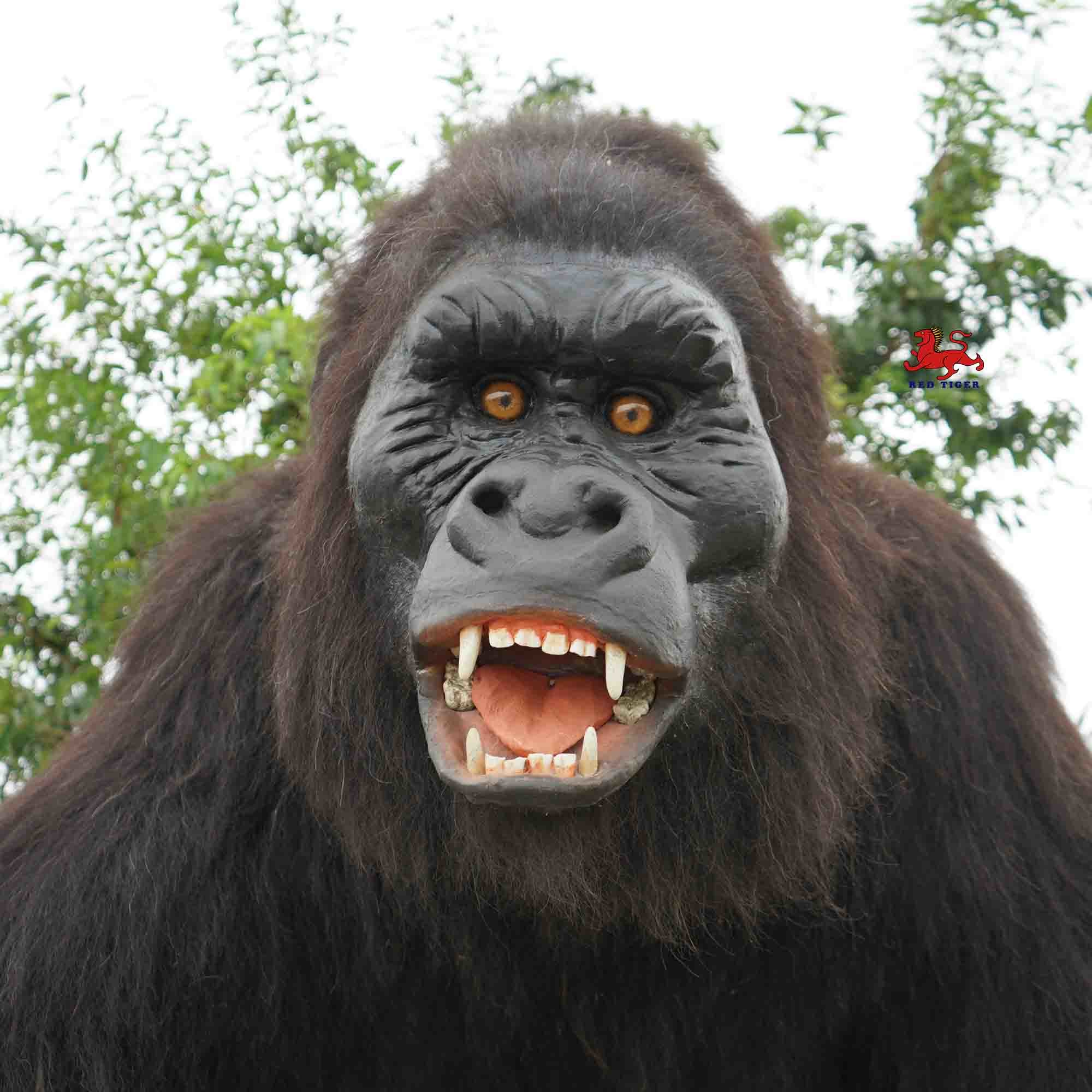 Outdoor Realistic Animatronic Animals Gorilla Model Natural Color