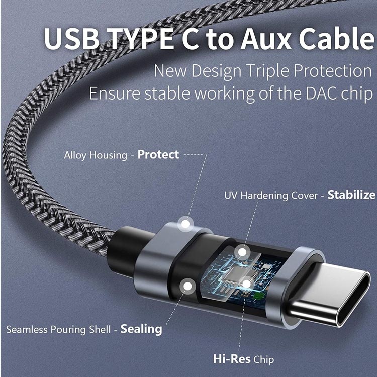 DAC USB Type C to 3.5mm Audio Jack Male Cable AUX Headphone Dongle Adapter for Pixel Google