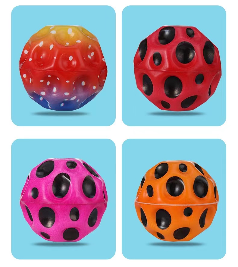 Kids' Favorite High Resilience Moon Shape Porous Bouncy Ball with Ergonomic Design