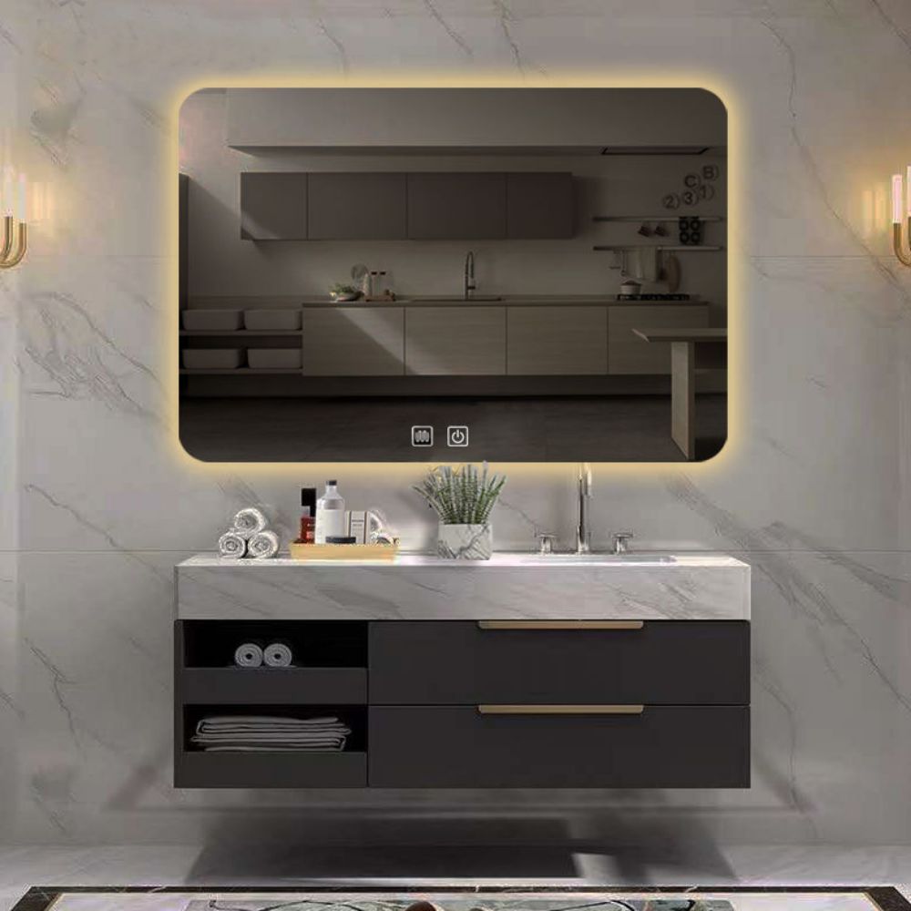 Smart Led Touch Switch Bathroom Mirror with Antifog Function and Modern Glass Mirror