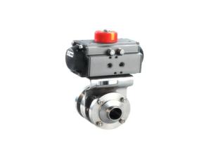Wholesale Weld Connection End Sanitary Control Valves AISI 316L Double Acting Pneumatic Actuator Butterfly Valve from china suppliers