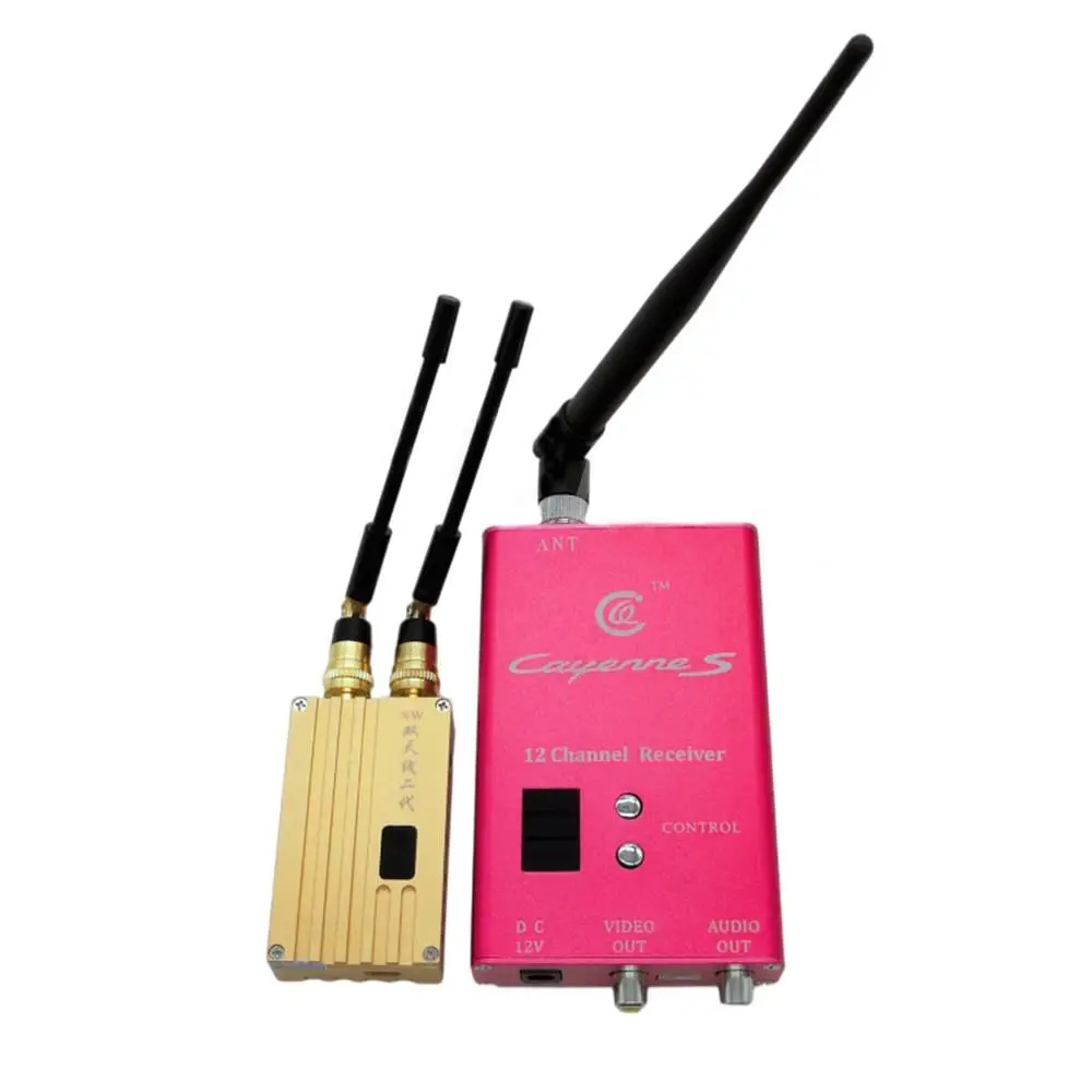 High Power 1.2Ghz 8W LOS UAV / FPV Wireless Video Transmitter and Receiver for Drones Private Mold 6 Channels
