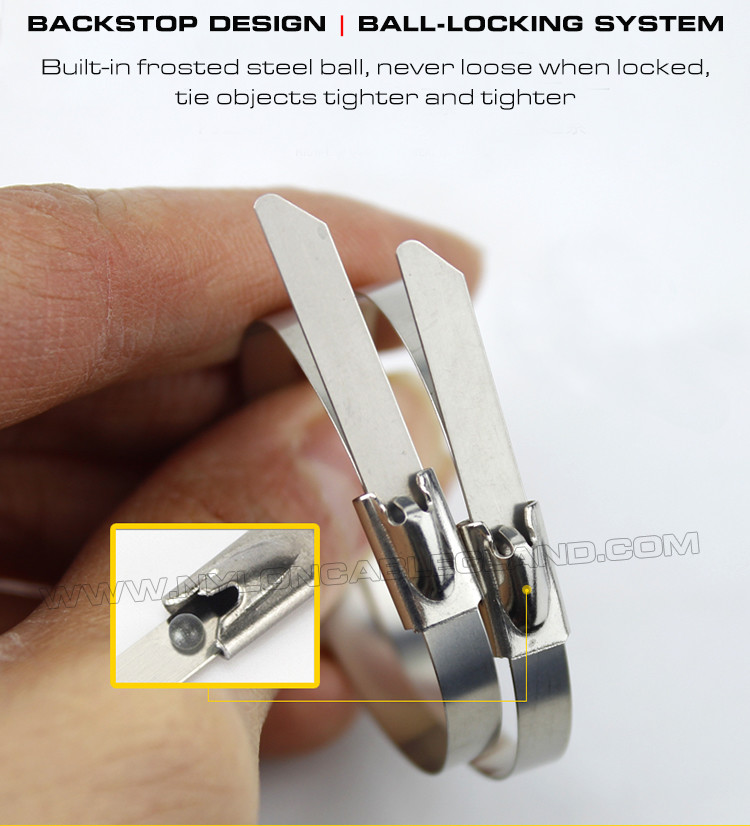 Ball-locking Cable Ties (Tie Wraps, Cable Straps) Stainless Steel Version 304/316/316L