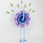 Glossy Colorful Peacock Metal Medium Size Animal Garden Ornament Artistic Design