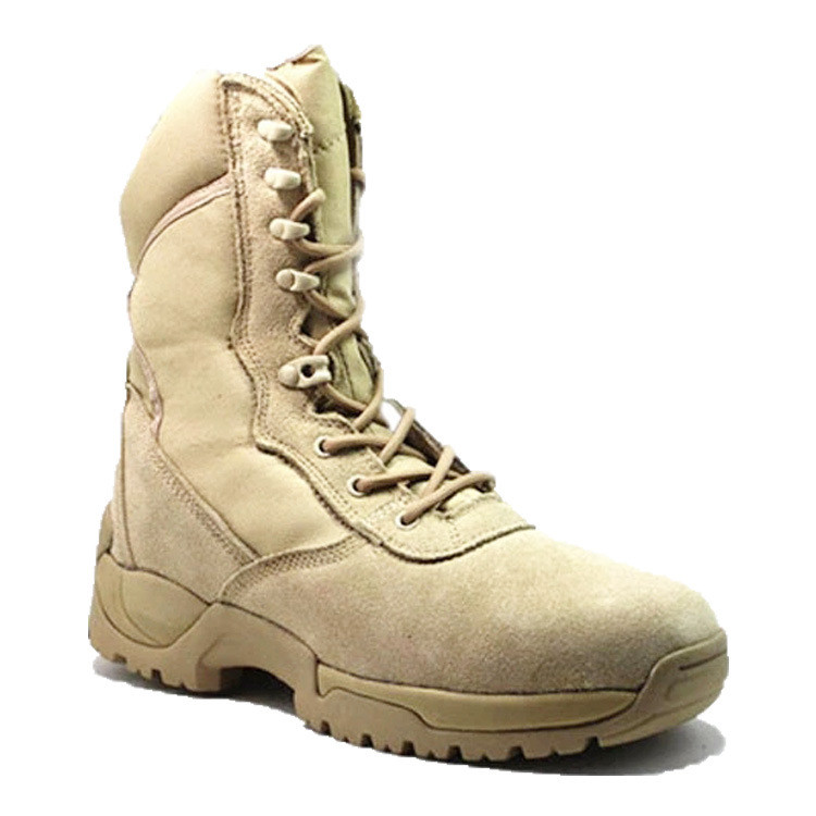 Cow Suede Khaki Army Boots 1000d Nylon With Ykk Zip Shock Resistant