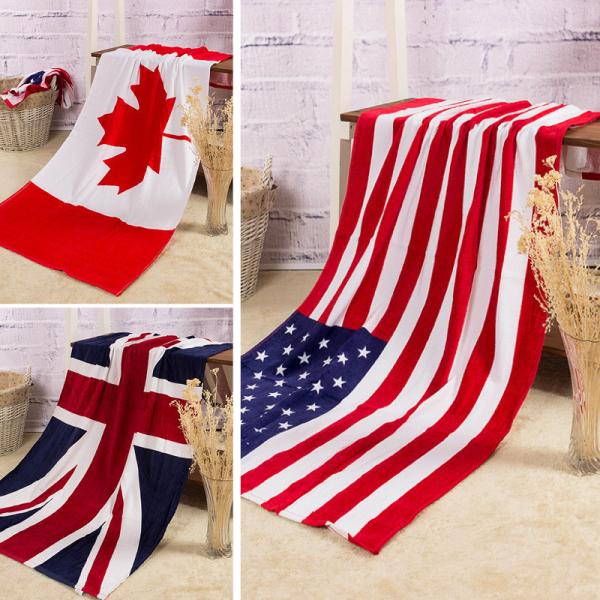 Towel Wholesale pure cotton Bath towel Beach Canadian flag American flag British