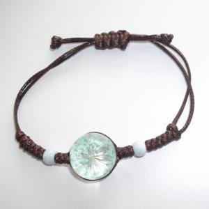 Wholesale Dried Gypsophila Glass Dome Bead Bracelet with Hand Woven adjustable waxed cotton cord 8” from china suppliers