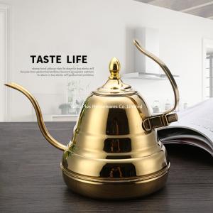 Wholesale Thick stainless steel hand drip kettle with lid silver 1200ml gooseneck kettle cafeteira espresso drip coffee tea pot from china suppliers