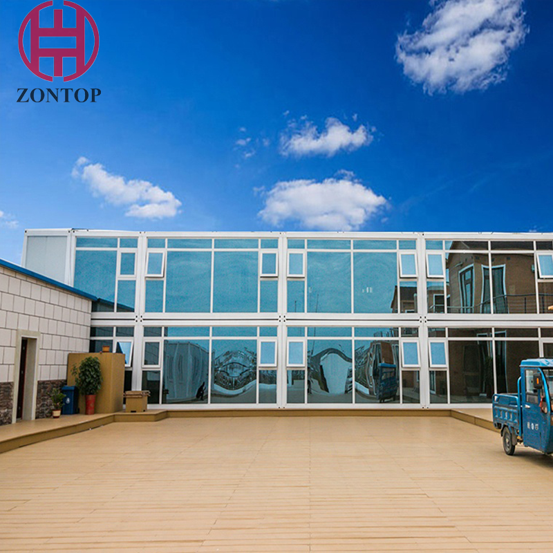 Zontop Luxury Modern Glass Curtain Container House Prefab Houses 4 Bedrooms Prefabricated Homes
