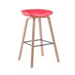 Polypropylene Tall Bar Stool Chair Wooden Legs 40 Inch