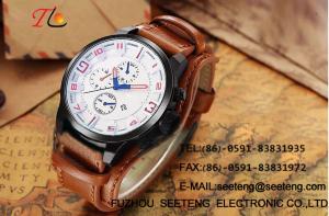 Wholesale Mature casual business style for men wrist watch with PU leather strap from china suppliers