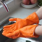 Dishwashing Latex Kitchen Flocklined Rubber Gloves Different Sizes High Tensile