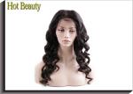 Virgin Human Hair Front Lace Wigs Loose With Baby Hair Around , Elastic