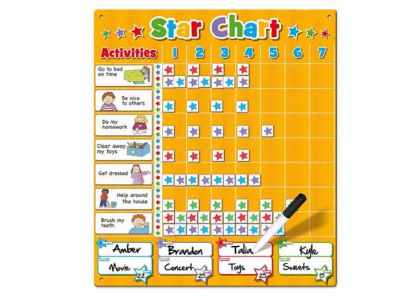 Interactive Dry Erase Magnetic Whiteboard Star Reward Chart for Kids Includes