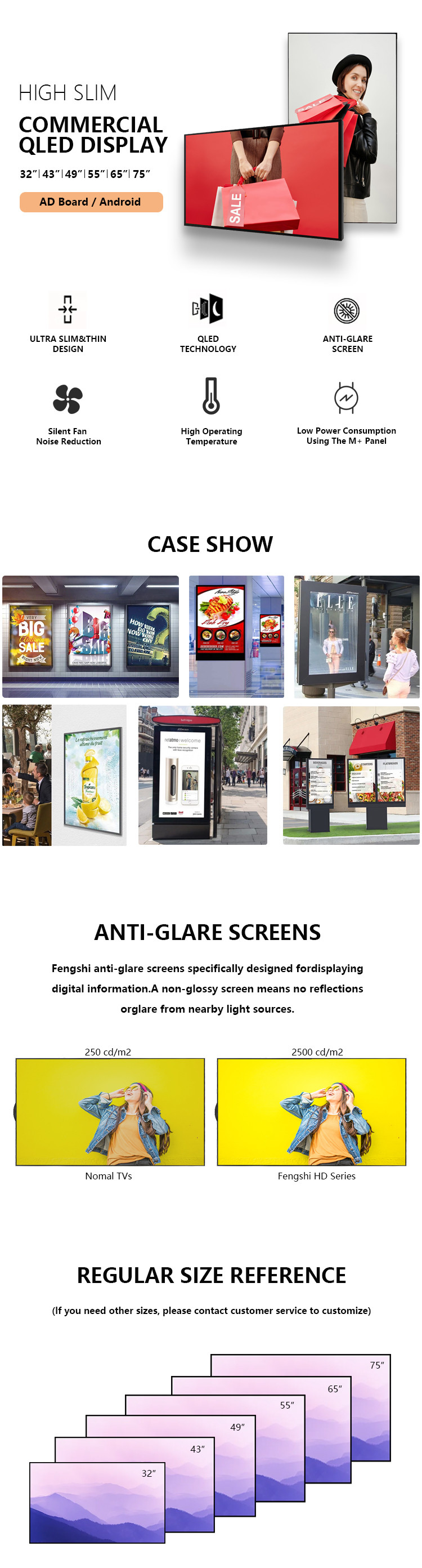 32" Digital Signage Window Display High Brightness Advertising Hanging Display