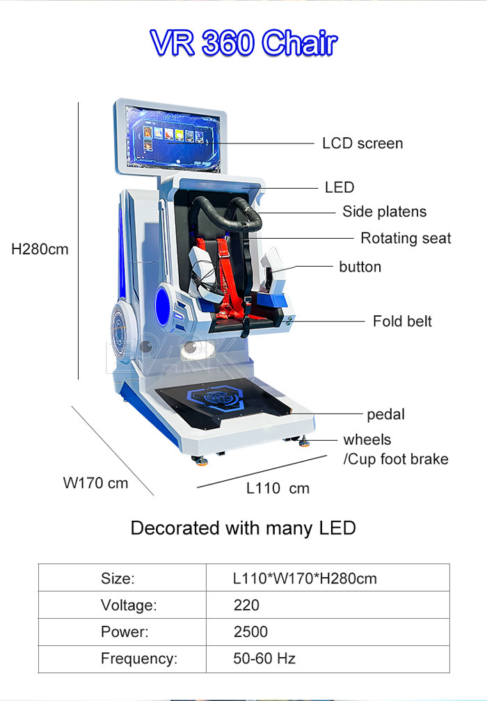 Amusement 9d Virtual Realit Chair 360 Degree Rotation Single Seat Play Station Simulator Game