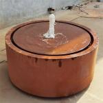 120cm Garden Rust Surface Cylindrical Corten Steel Water Table Fountain