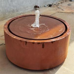 Wholesale 120cm  Garden Rust Surface Cylindrical Corten Steel Water Table Fountain from china suppliers