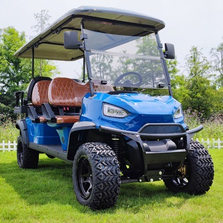 Blue 6 Seater Golf Cart wheelbase 2420mm charging time 6-8 hours Ground clearance 120mm