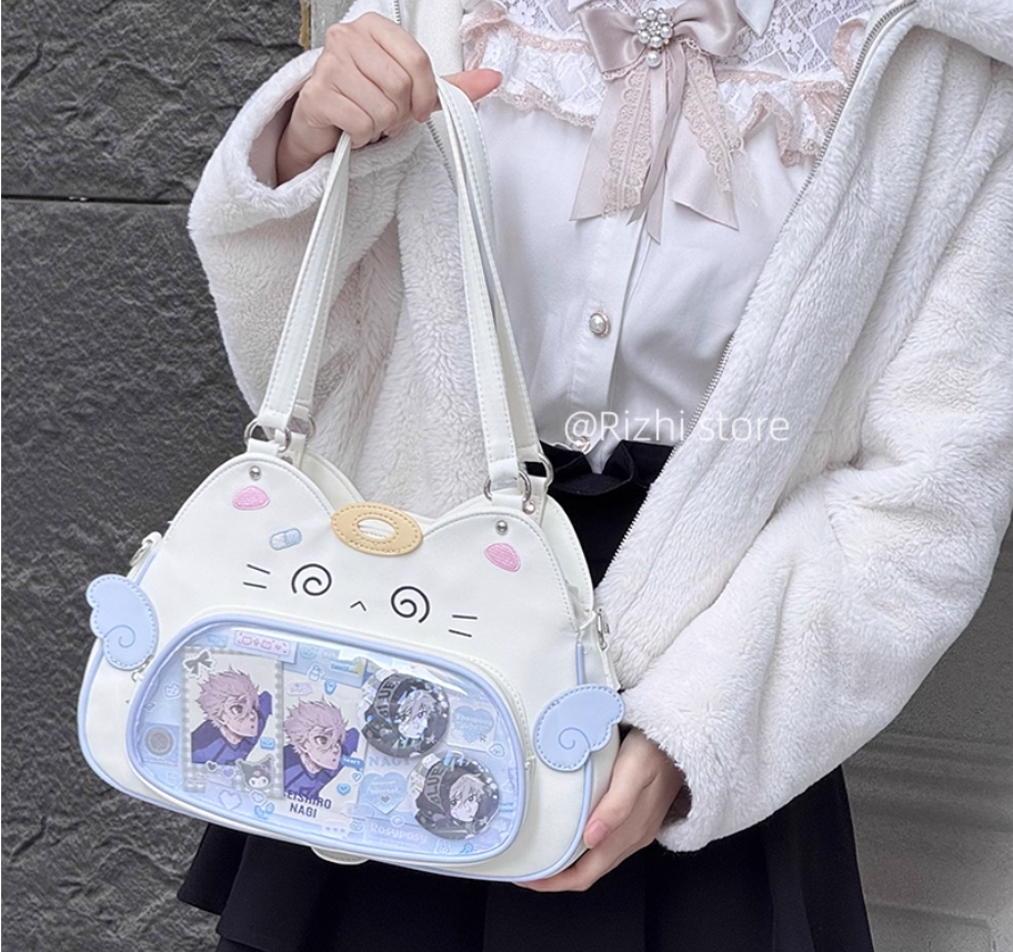 Original Cat Pain Bag - Large Capacity, Low Food Intake Backpack for Kids - Nylon Crossbody Bag - Cute Student Laptop Bag