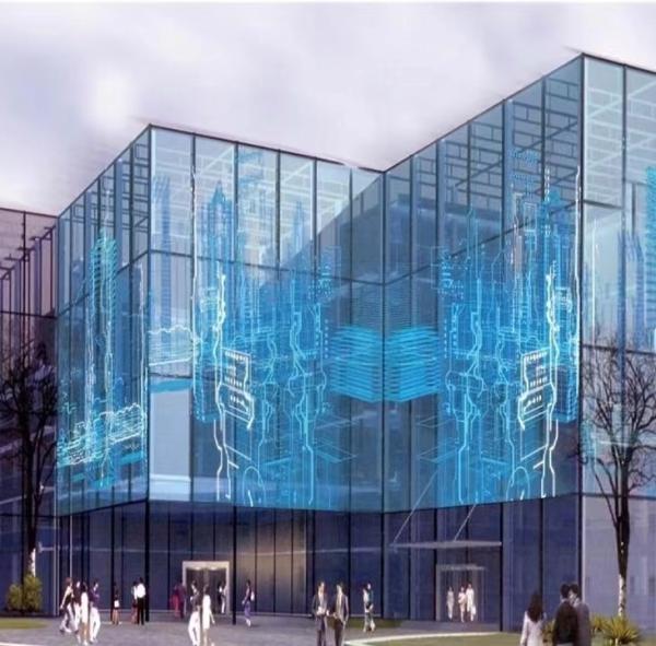 Transparent LED Glass Curtain Wall Building Remote Control / Smartphone App