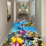 3D floor painting, three-dimensional entrance, long square living room carpet,