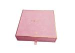 Cosmetic Packaging Sliding Paper Box Pink Textured Paper Gold Foil Logo Durable