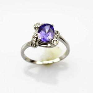 Wholesale Fashion Jewelry Amethyst Sterling Silver Ring with Cz Diamonds(FR017) from china suppliers