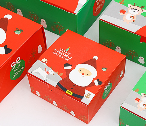Custom design printing Christmas foldable flat pack gift boxes with portable bags