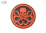 Size Customized PVC Rubber Patch Black Background Red Sign Round Shape