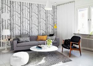 Wholesale Vantage Birch Tree Modern Removable Wallpaper / Wallpaper for Living Room 0.53*10M from china suppliers