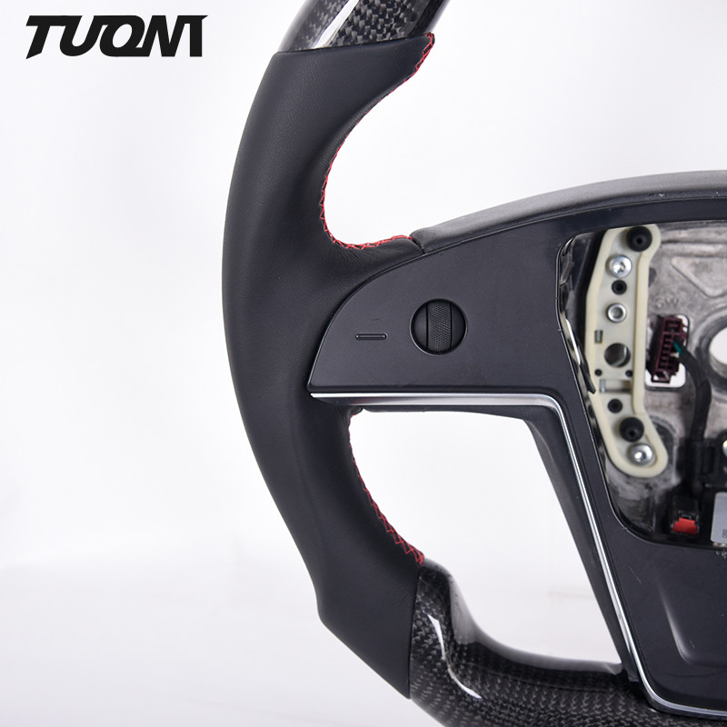 OEM Auto Part Suede Tesla Carbon Fiber Steering Wheel Customized Color