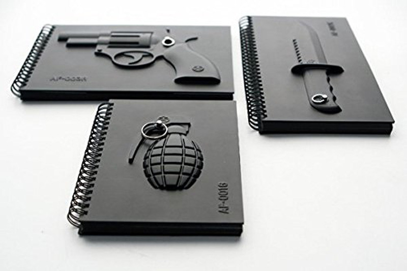 Black Customized Font Notebook Universal Writing Gun Knife Tactical Hard Cover Paper Notebook