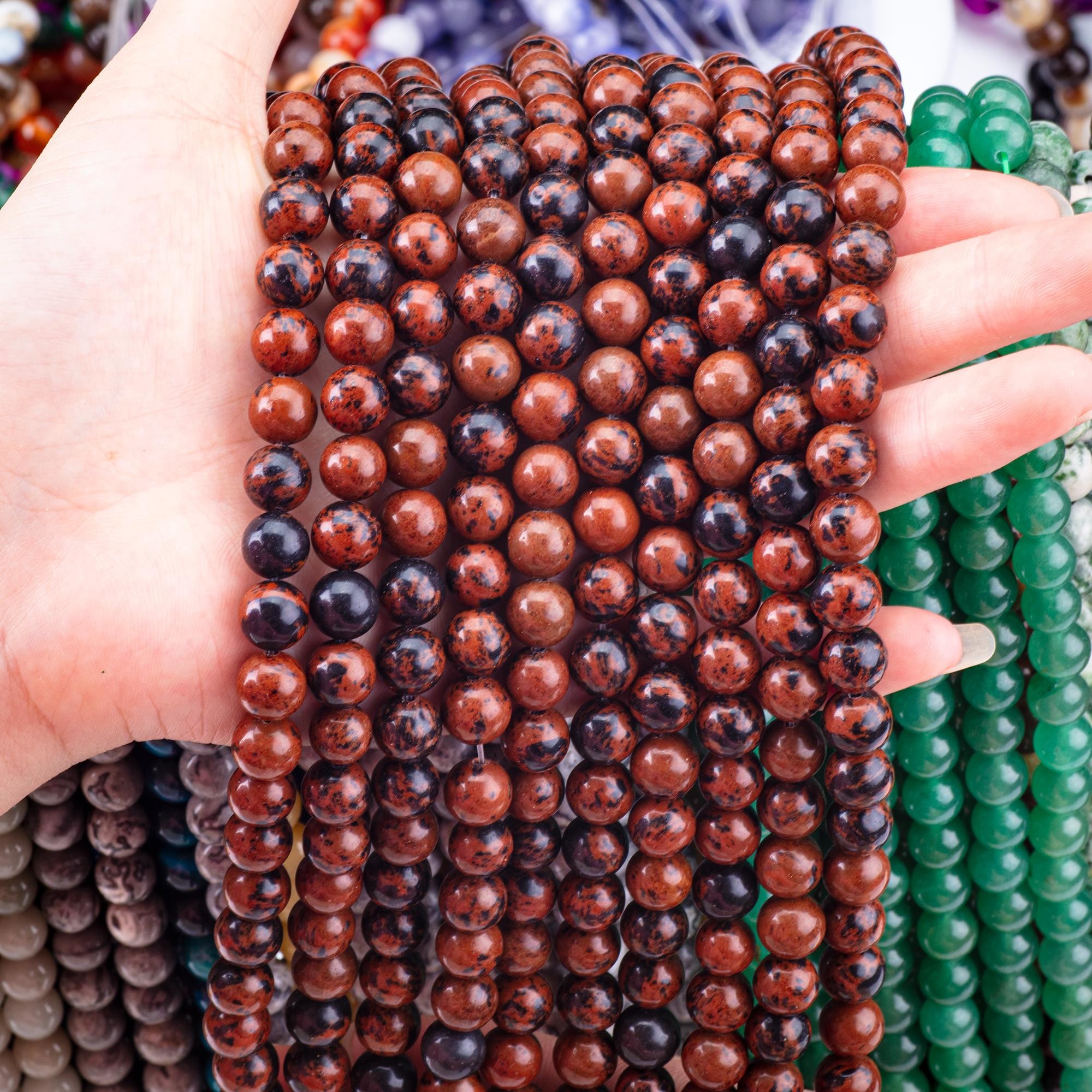8MM Mahogany Jasper Polished Smooth Loose Bead For Handmade DIY Bead Jewelry Making