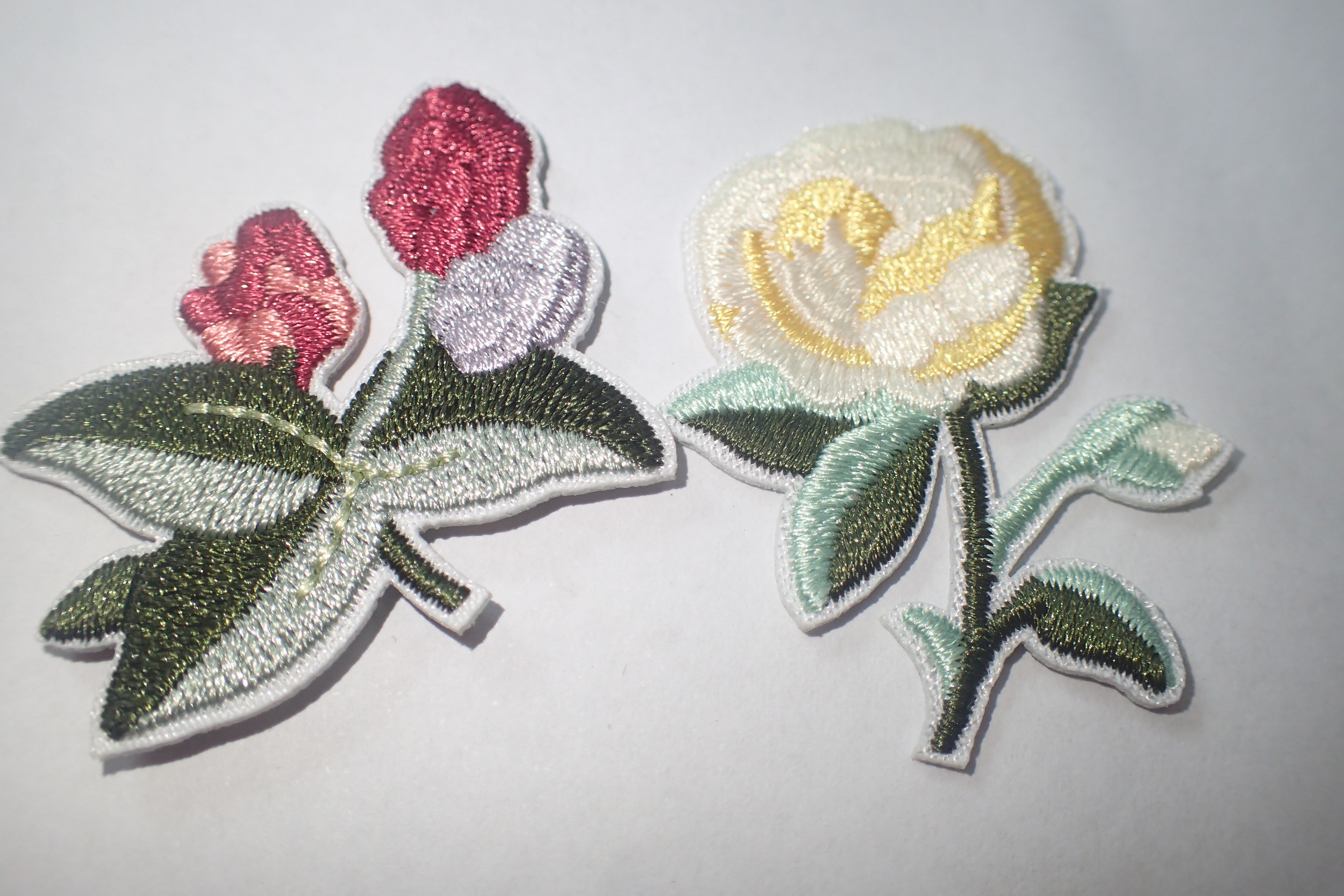 Custom Flowers Embroidered Sew or Iron On Patch For Clothing Applique