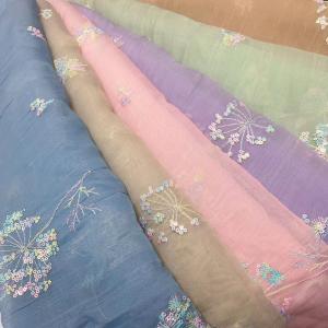 Wholesale OEM 130cm Garment Embroidered Sequin Lace Fabric Polyester Chiffon Material from china suppliers