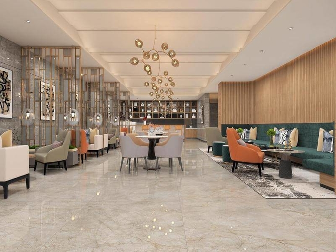 Elegant 1200x1200mm Inside Floor W.A 0.5% Glazed Polished Porcelain Tile Light Yellow For Living Room And House