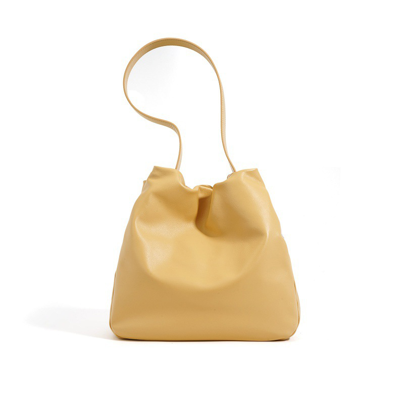 Simple Genuine Leather Ladies Handbags Design Tote Bucket Bag Advantage for Women