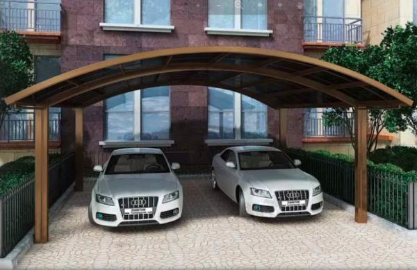 Aluminum Alloy Frame Polyurethane Board Roof Car Parking Shed Hugging Style