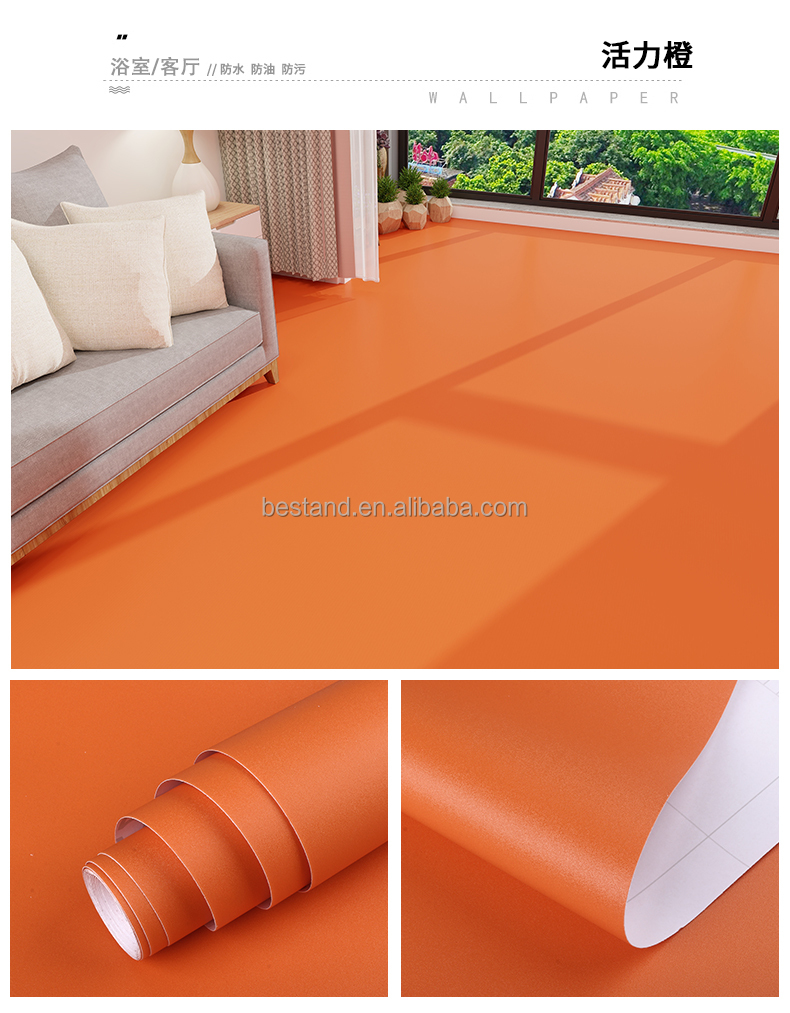 Modern Design Style Crystal TPH Fire Resistance Self Adhesive Wallpaper Sticker for Wall and Floor in Plain Color