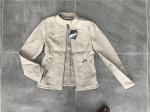 Stone Color Ladies PU Jacket Slim Fit Biker Jacket With Multi Topstitching