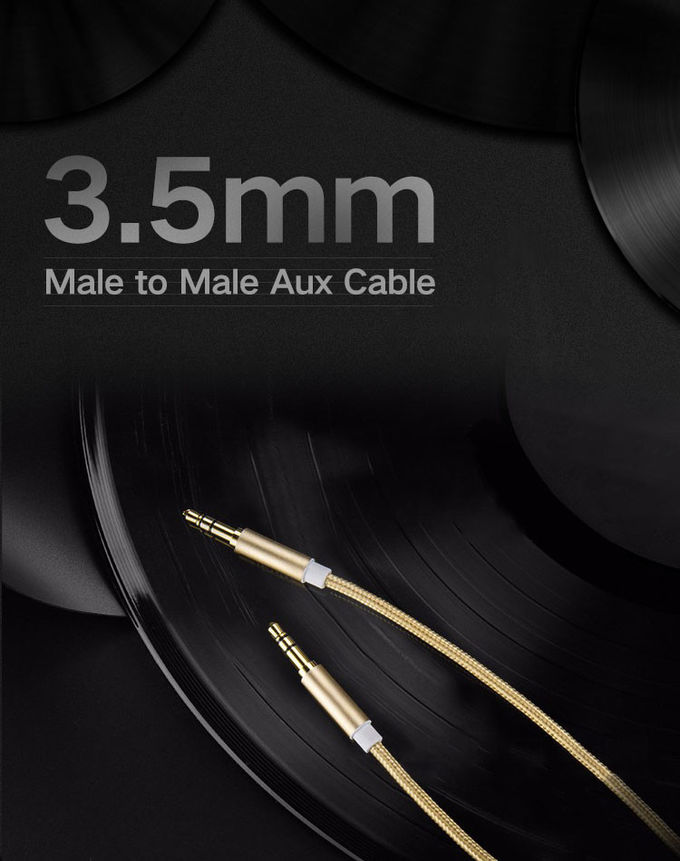 Nylon Braided 3.5mm Auxiliary To Auxiliary Cable For Headphone