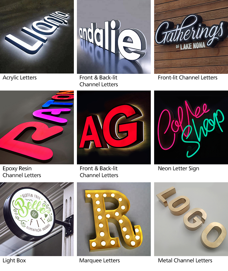 Customized Illuminated outdoor Light Led Letter wall Sign 3d Acrylic Light Up Custom Logo 3d led backlit letter sign