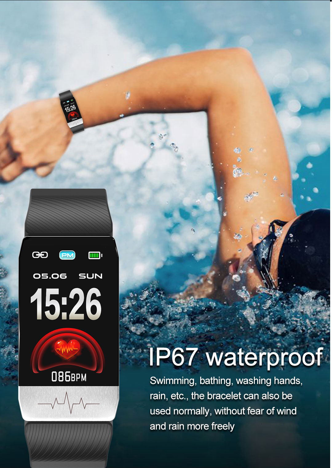 Men Smart Band OEM With Temperature Sensor Measuring Bracelet Fitness Bracelet Watch