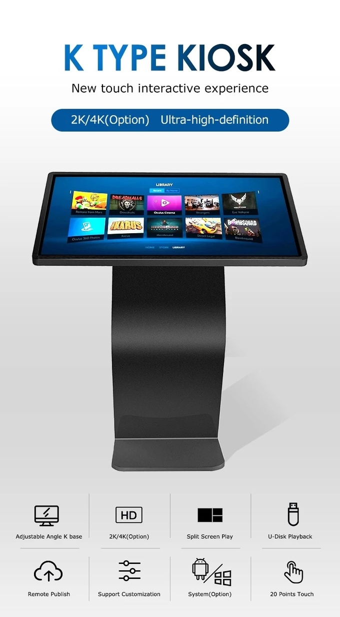 Vertical Interactive Kiosk 49'' All In One Horizontal Multimedia Display Android Windows