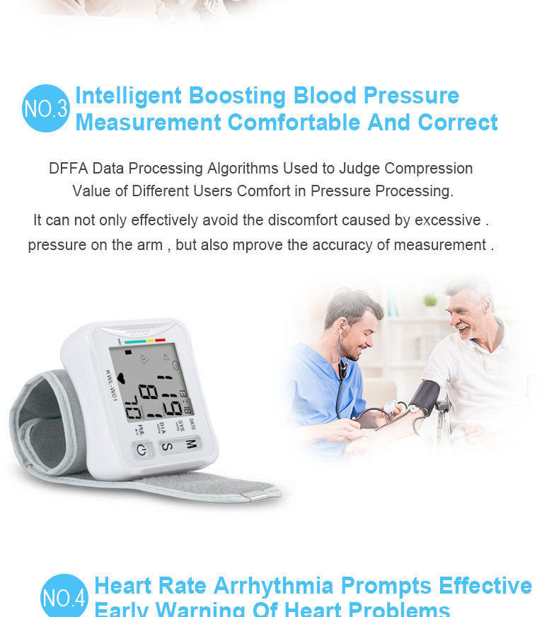 White Daily Checks Hospital LCD Digital Home Blood Pressure Device Rapid Measurement