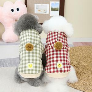 Wholesale Keep Warm Dog Pet Short Plaid Hooded Coat Thickened Custom Logos Pet Clothing from china suppliers