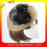 Hot sale Fashion 100% Australia wool felt ladies beret hats ,Red beret hats with
