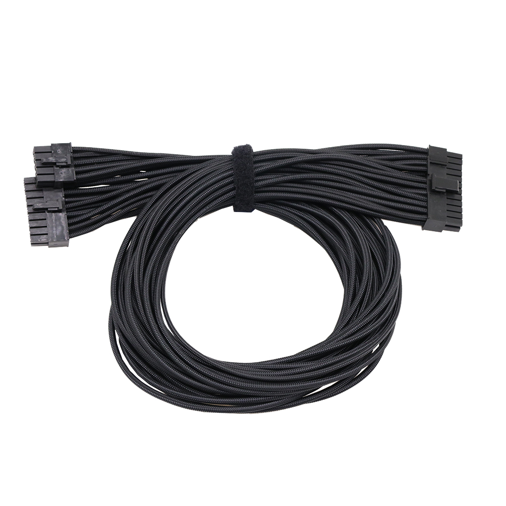 ATX Braided Sleeved Extension Power Supply Modular Cable Kit Modular Cable for Power Supply Length 630mm Gold Pink